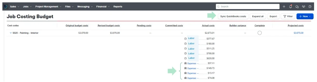 quickbooks + buildertrend integration